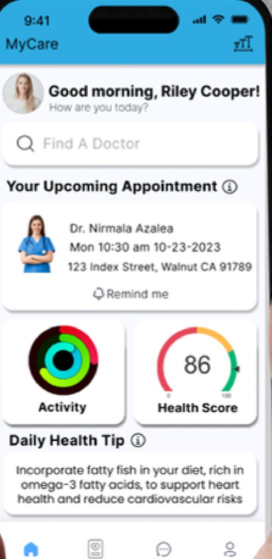 MyCare patient app home screen